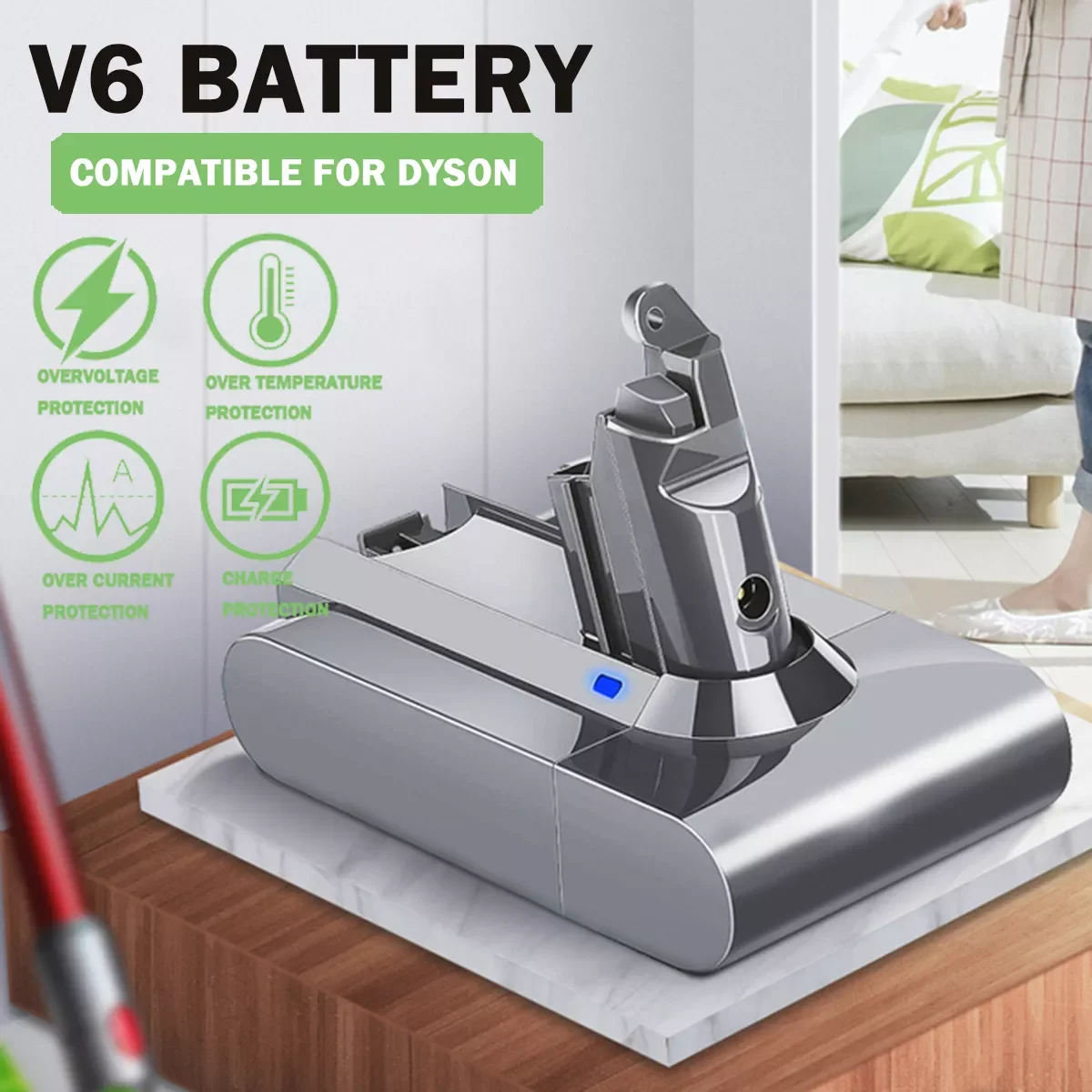 

Сменная Батарея 6000 мАч для пылесоса Dyson Li-Ion SV09 SV07 SV03 DC58 DC61 DC62 DC74 V6 965874-02 животные аккумулятор