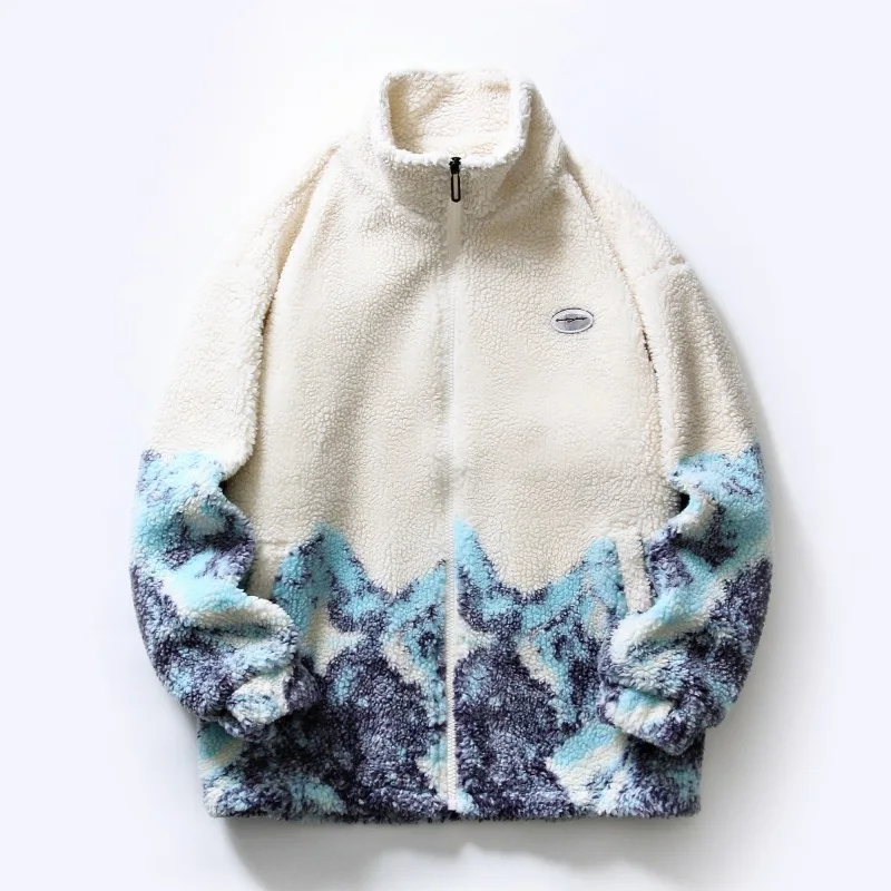 Winter Men Fleece Down Jacket 2021 Fashion Warm Thicken Parkas Coat Japanese Streetwear Lamb Wool Coat