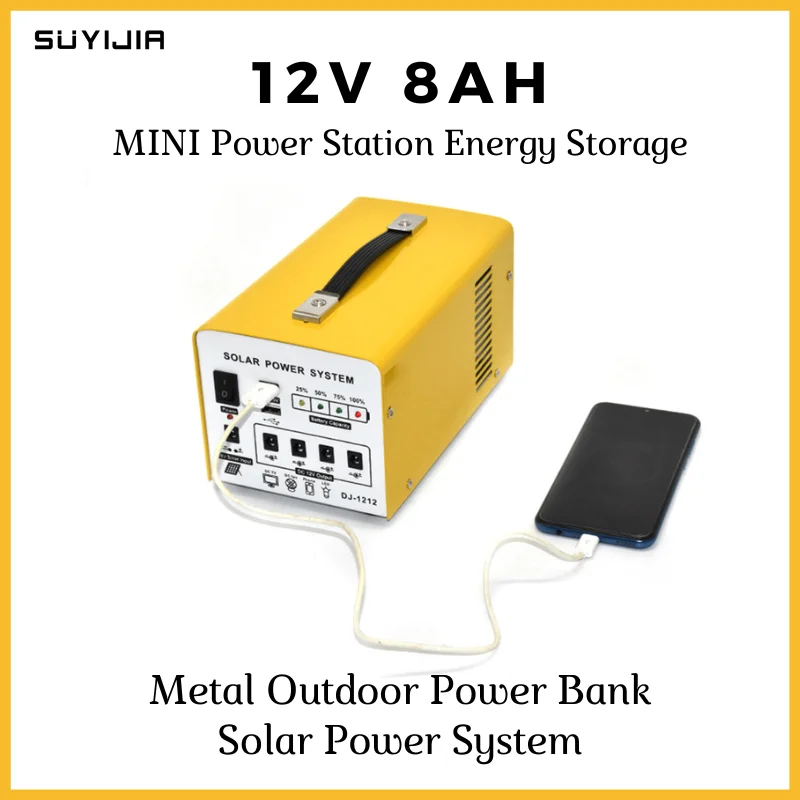 

Mini Power Bank Wireless 12v Lithium Ion 100w Panel System Home Backup Energy Solar Battery Storage