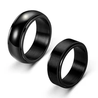 top quality stainless steel wire drawing couple rings blank popular cheap ring for men women glossy anxiety ring