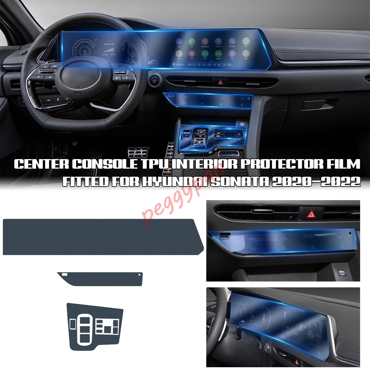 

Прозрачная защитная пленка Precut для салона центральной консоли из ТПУ, пленка для ремонта от царапин для Hyundai Sonata 2020-2022