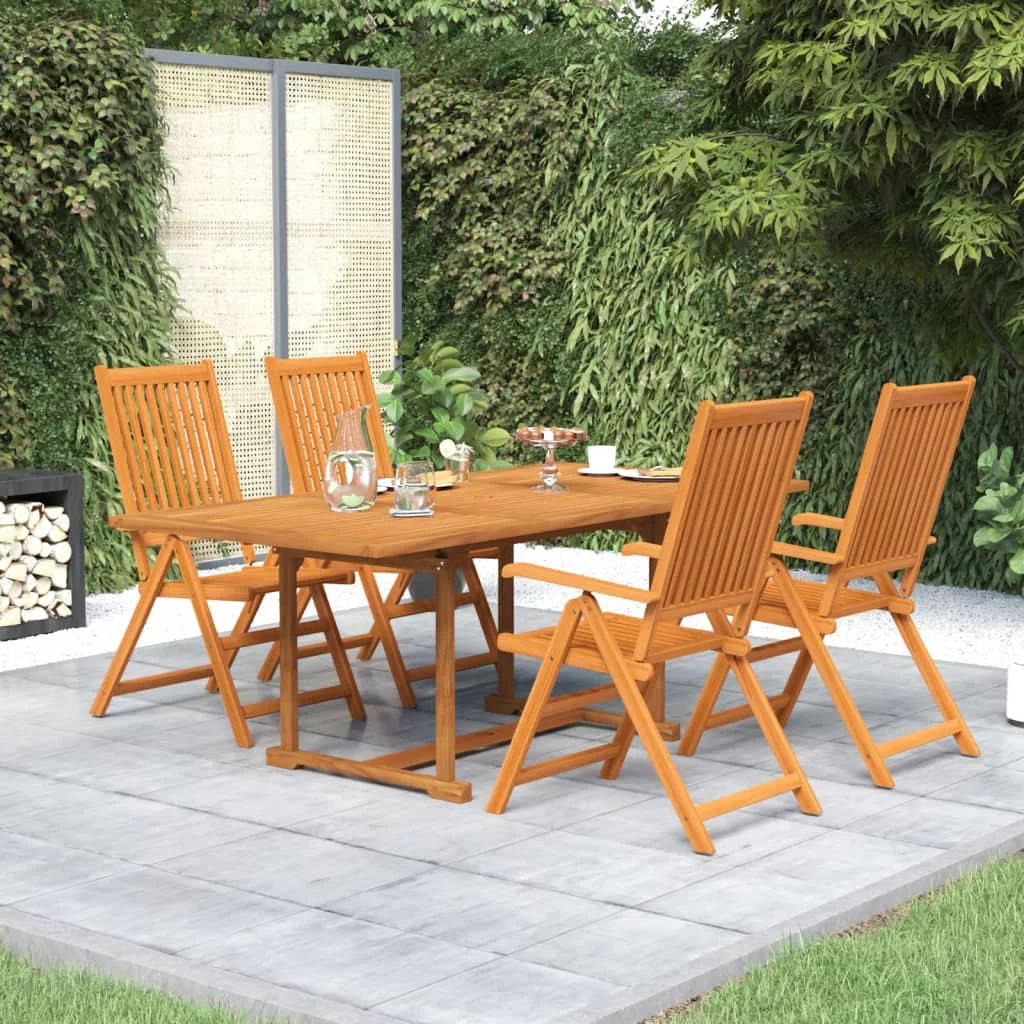 

5 Piece Garden Dining Set,Patio Table and Chair Set, Solid Wood Acacia
