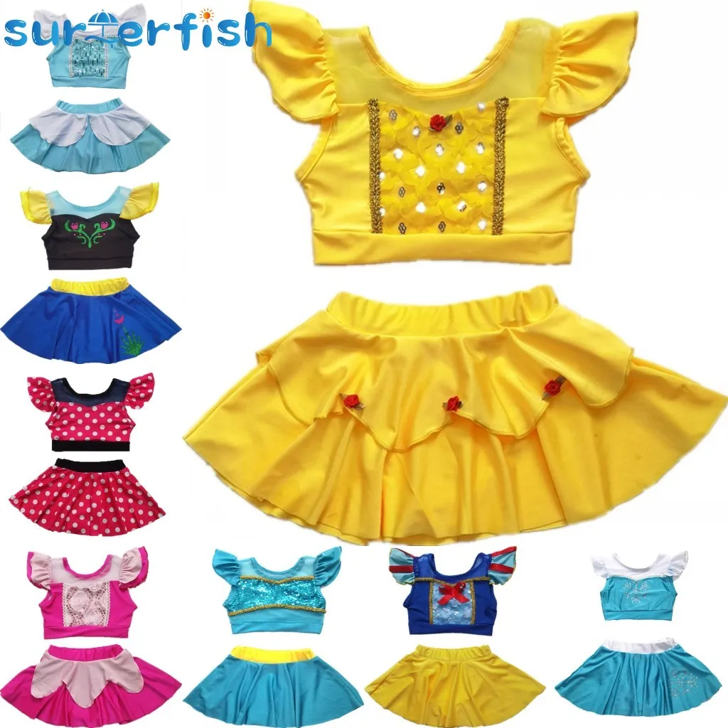 

2023 Princess Swimsuits Baby Kids Beach Wear 2pc Set Aisha Anna two-piece Snow White Sleeping Beauty Bathing suit Copslay 3-10y