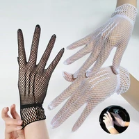 women summer uv proof sun protection driving gloves bridal mesh fishnet lace flower gloves mittens full finger hand sleeve 2022