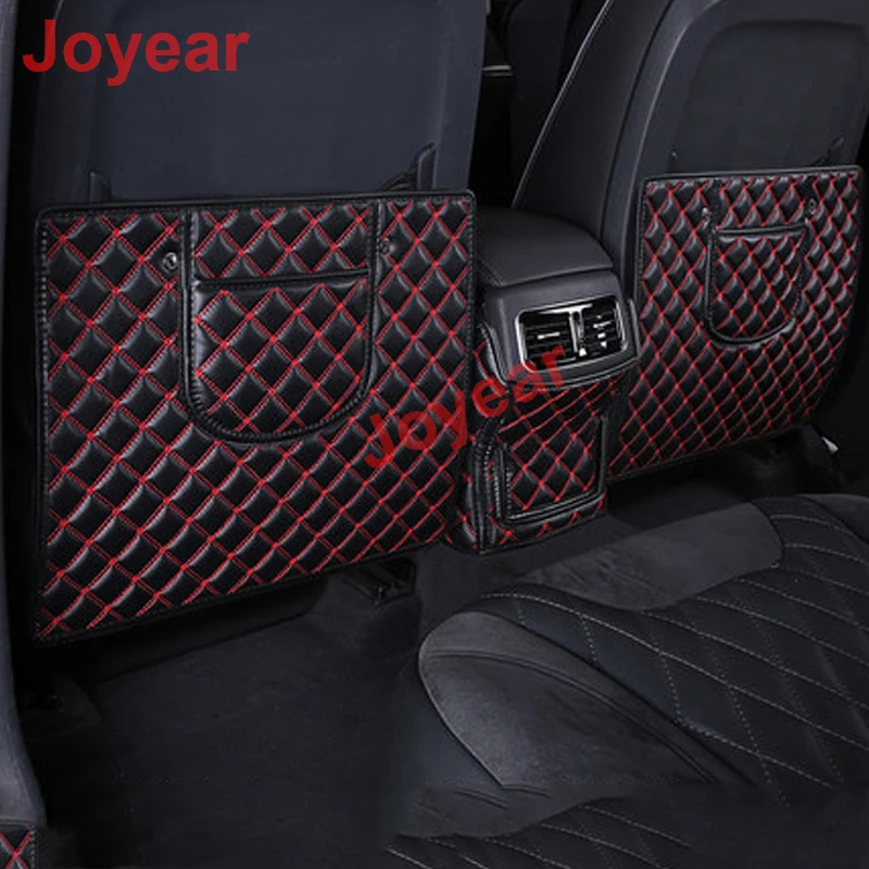

For Hyundai Santa Fe 2019 2020 2021 Car Rear Protective Pad Leather Seat Back Protector Cover Anti-Kick Pad Cushion Accessories