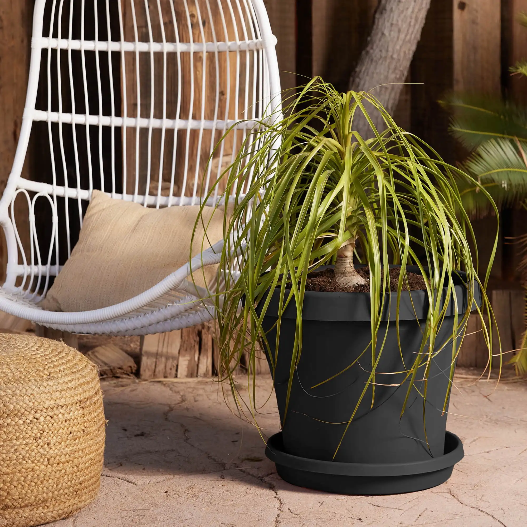 

Terra Pot Planter: 20" - Black - Durable Resin Pot, for Indoor and Outdoor Use, Gardening, 13.5 Gallon Capacity