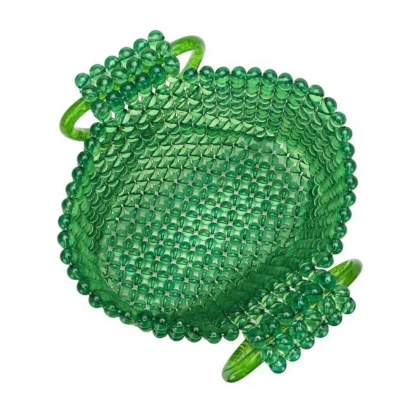 Летняя трендовая зеленая сумочка из акриловых бусин роскошный дизайн женская