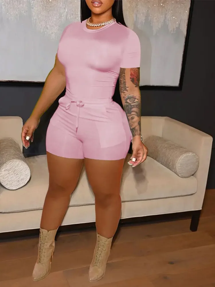 

Shein Romwe 2022 Summer Casual Top & Drawstring Shorts Set Of Two Fashion Casual Pieces For Women Free Shipping