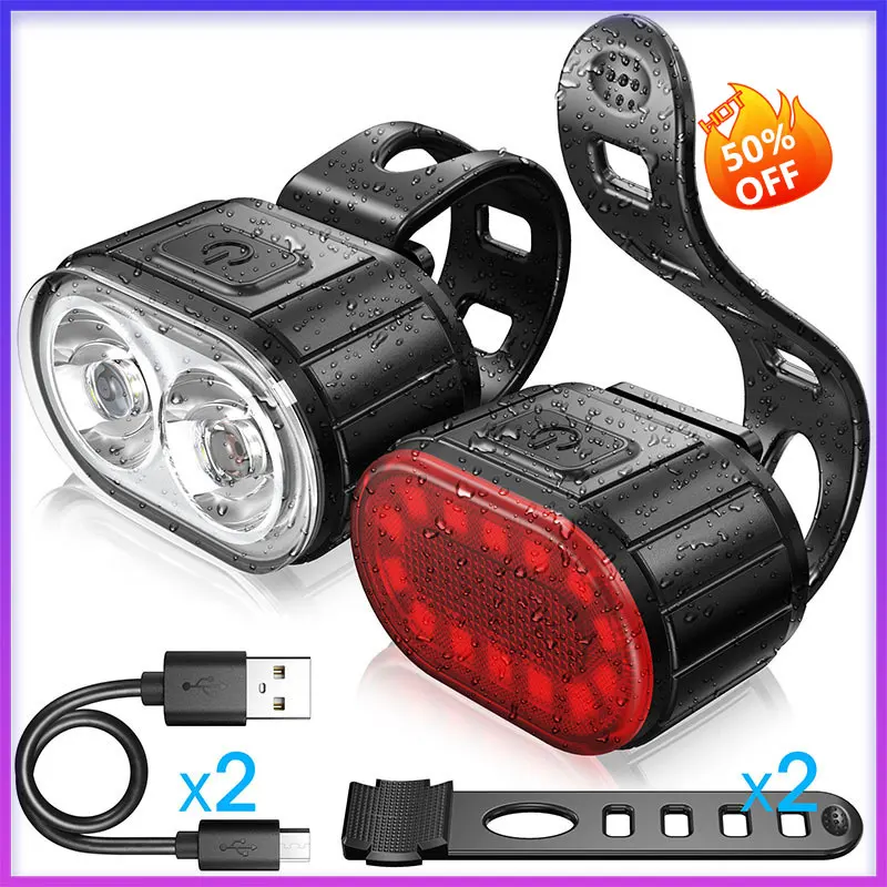

6 Modes 230mAh Rechargeable Cycling Taillight 4 Modes 350mAh USB MTB Road Bicycle Headlight Waterproof Helmet Backpack Lights