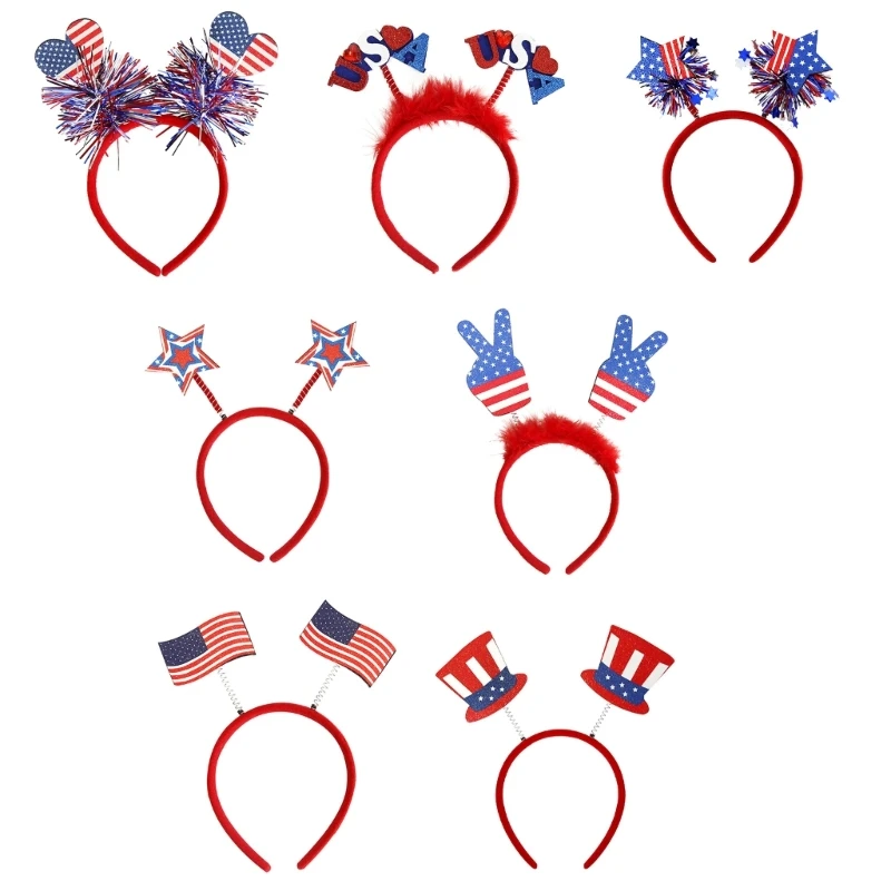 

4th July Hair Hoop Headwear for Independence Day Headband American Head Boppers American Theme Independence Day DropShip