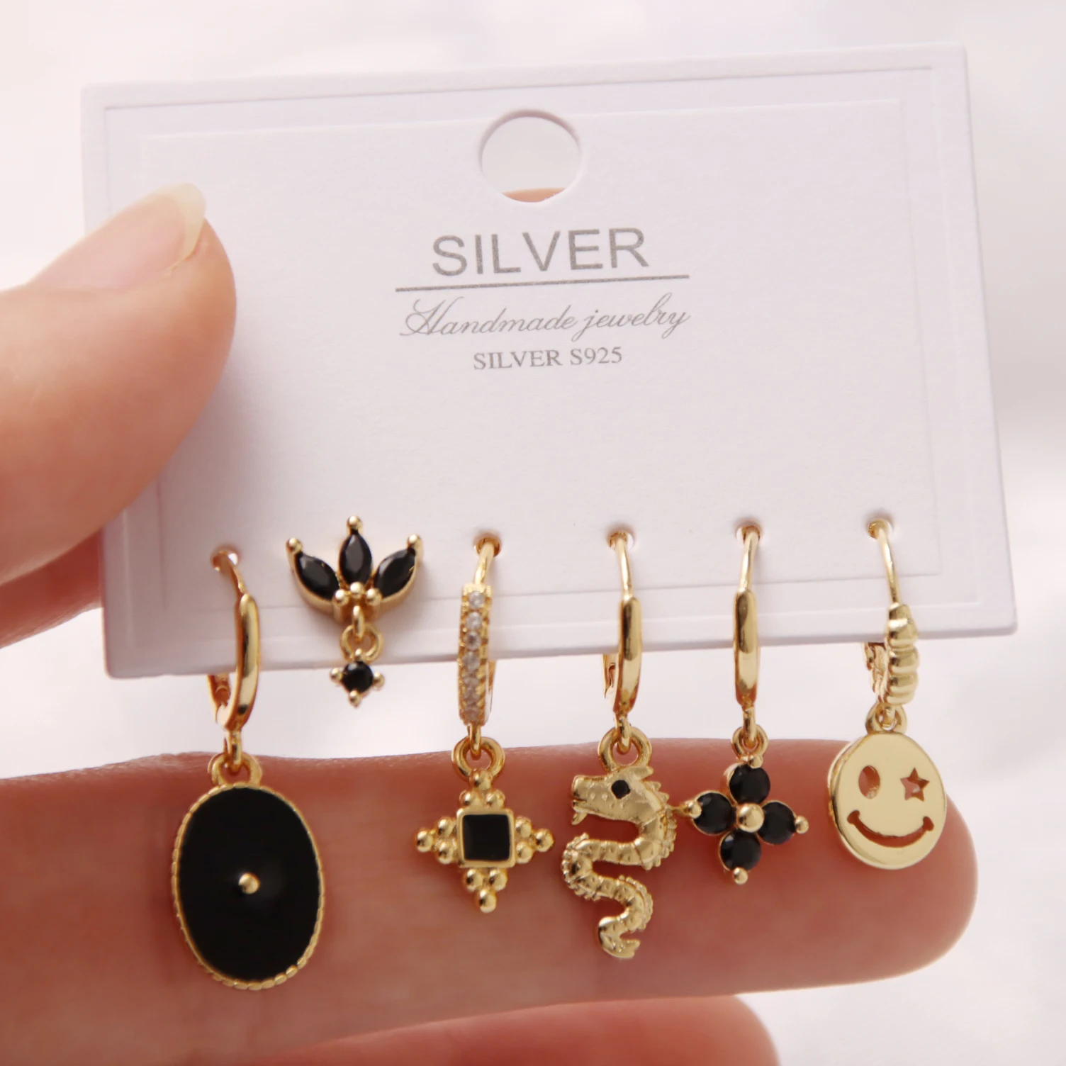 Ensemble de matiques d'oreille pendantes pour femmes, perle exquise, étoile, lune, émail, petit cerceau, boucle d'oreille, cadeau de bijoux, mode, style coréen, 6 pièces