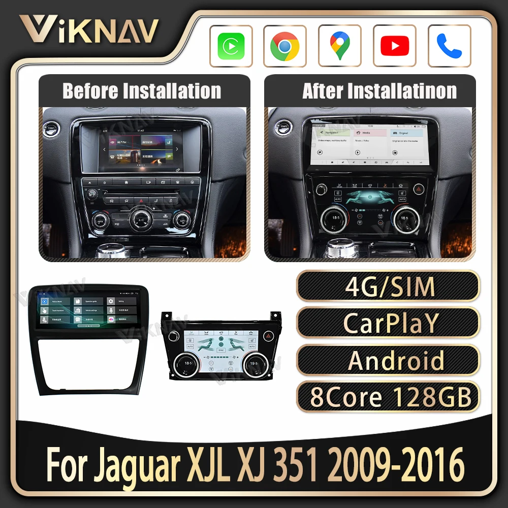 

Android 8 128G для Jaguar XJ XJL 351 2009 2010-2018, автомобильный мультимедийный плеер с GPS-навигацией, головное устройство, радио, панель переменного тока