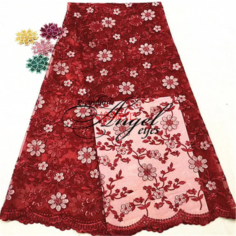 

Soft elastic yellow water-soluble three-dimensional embroidery flower soft mesh fabric cheongsam skirt Dai clothing shawl fabric