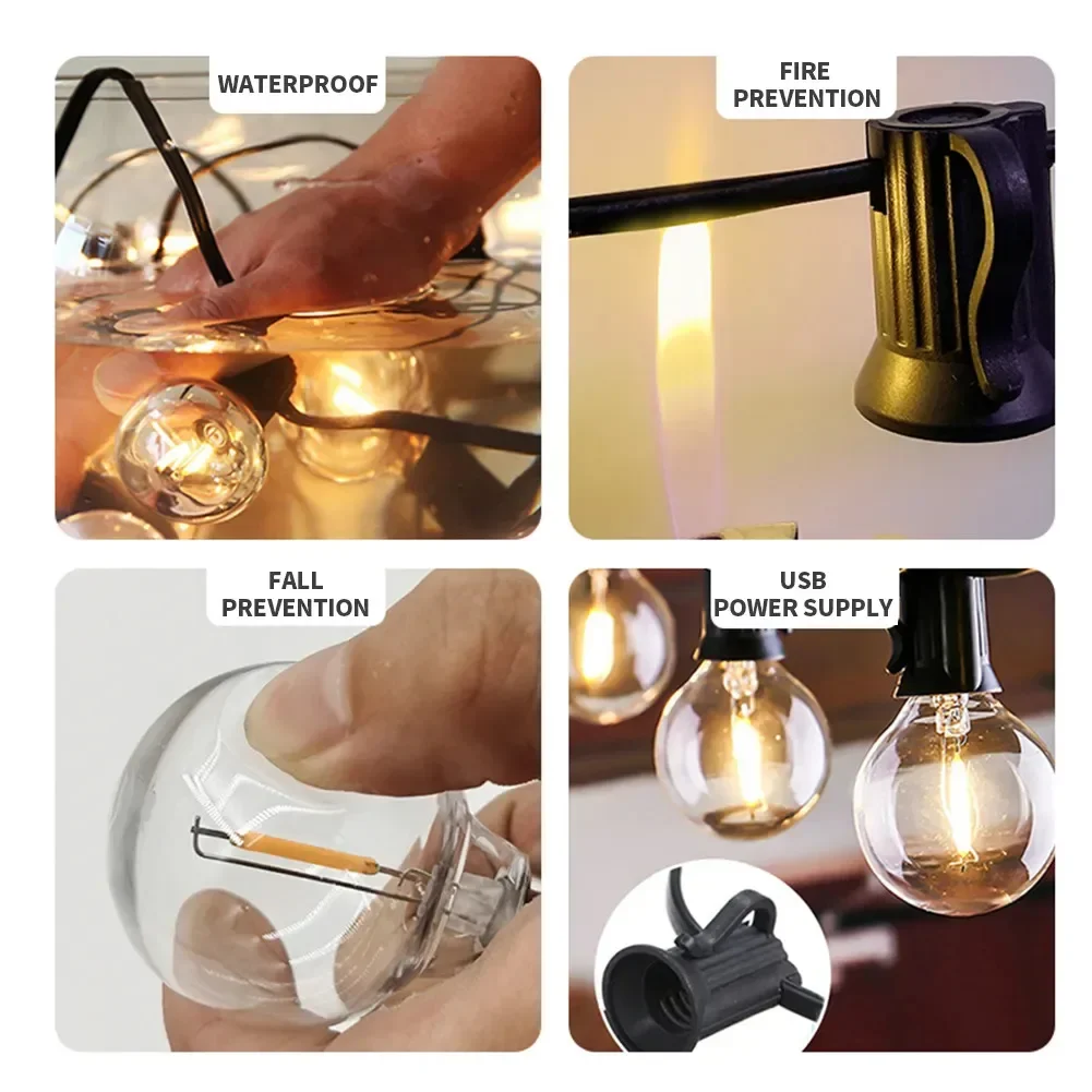 Наружные гирлянды 50 футов светодиодный G40 водонепроницаемые рождественские для