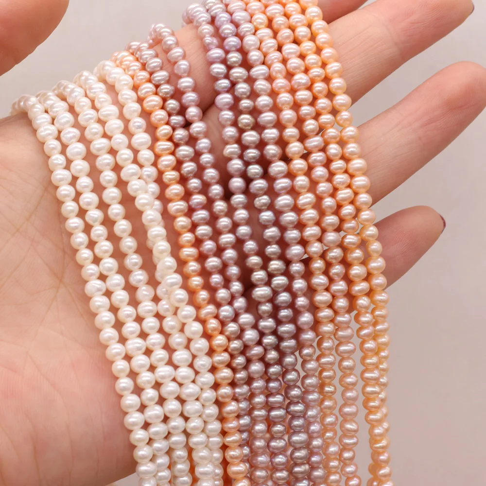 

Wholesale 3-4mm Natural Freshwater Pearl Potato Beads Real Pearls for DIY Charms Bracelet Necklace Jewelry Making Strand 36cm