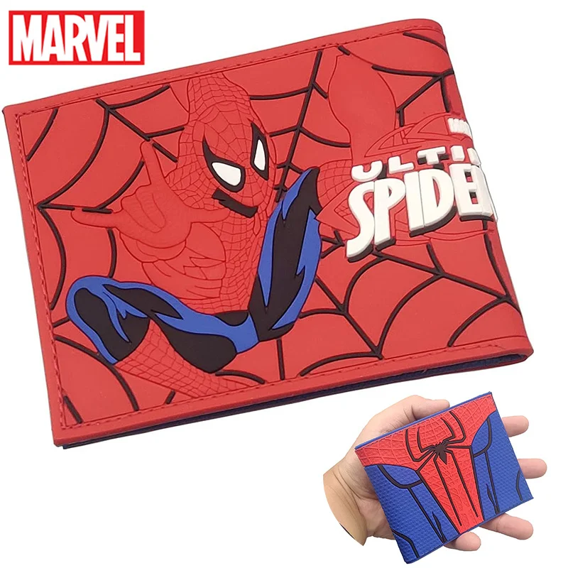 

Marvel Spiderman Wallet Short Bifold Casual Young Men Women Coin Photo Card Holder Student Printing Cartoon Cosplay Purse