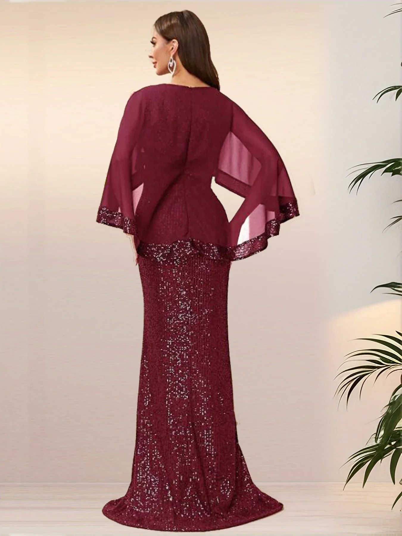 Женское шифоновое платье-макси с рукавами летучая мышь