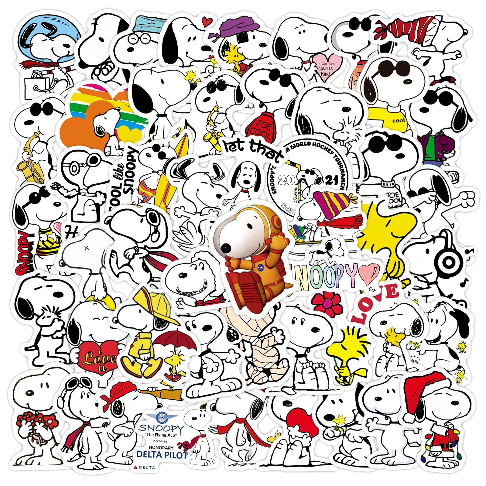 

50PCS Cute Cartoon Dog Sticker Snoopy Graffiti Sticker Water Cup Luggage Case Laptop Handbook Waterproof Sticker