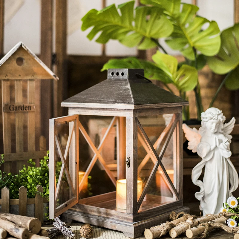 Американский Ретро Темный Деревянный подсвечник для лампы украшение кабинета