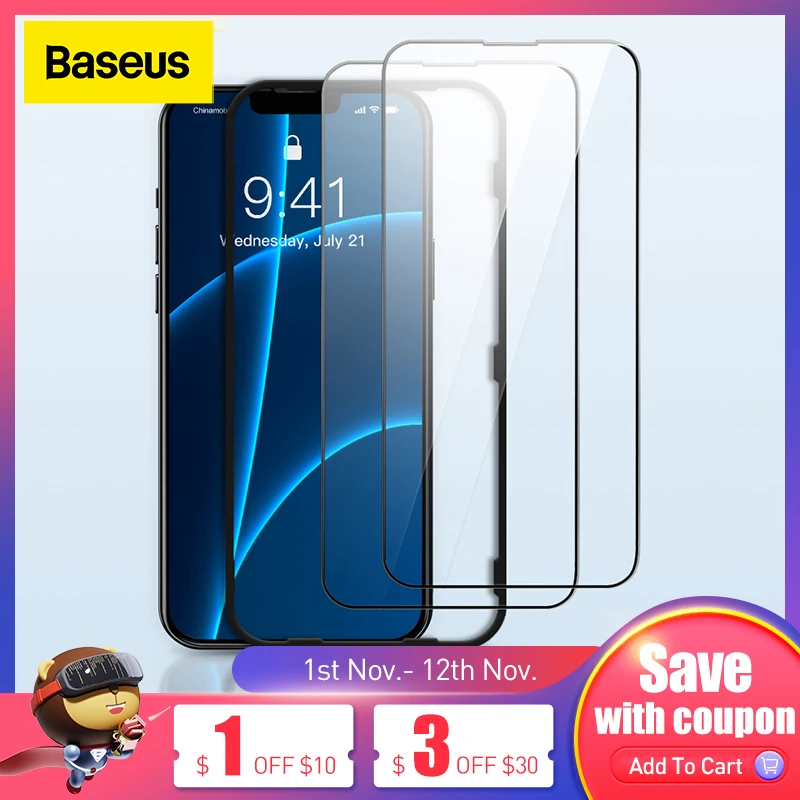 

Baseus Tempered Glass For iPhone 12 13pro iPhone 13 Pro Max Screen Protector Tempered Film Full Cover Screen Protector Glass