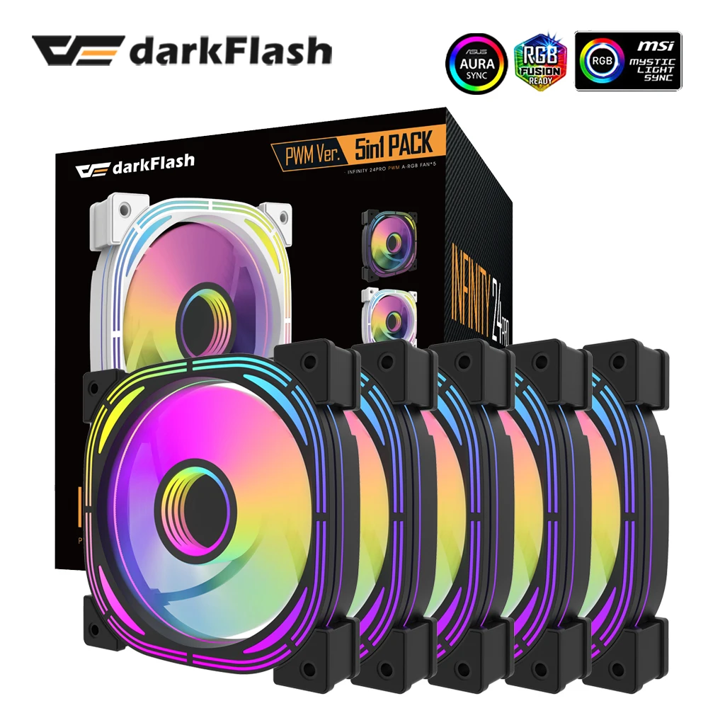 

Darkflash INF24 Pro 120mm Rgb PC Case Fan Infinity 3 Pin 5V Sync Argb 4 Pin Pwm Connector Cooling Fans for Desktop