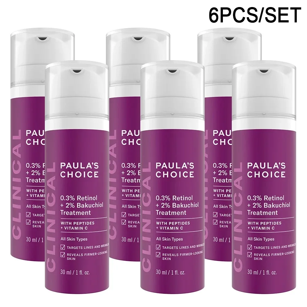 

6PCS Paula's Choice CLINICAL 0.3% Retinol + 2% Bakuchiol Treatment Anti-Aging Serum for Deep Wrinkles & Fine Lines 30ML Paulas