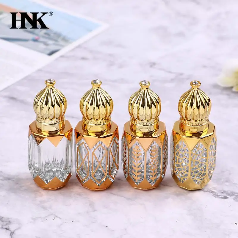 

6ml Golden Empty Refillable Bottles Portable Cosmetic Tool Perfume Bottles Glass Rollerball Bottles