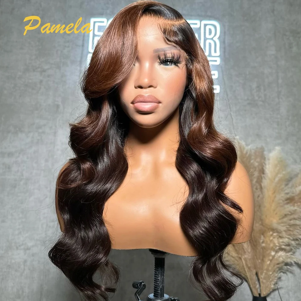 250% High Density Highlight Ombre Blonde 13x4 HD Кружевные фронтальные парики Объемная волна