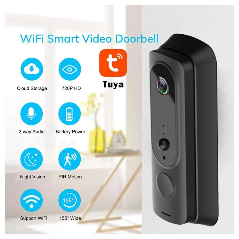 T5 Tuya Smart Home Video Doorbell Waterproof Night Vision Security Protection FHD Camera Digital Visual Intercom WIFI Door Bell