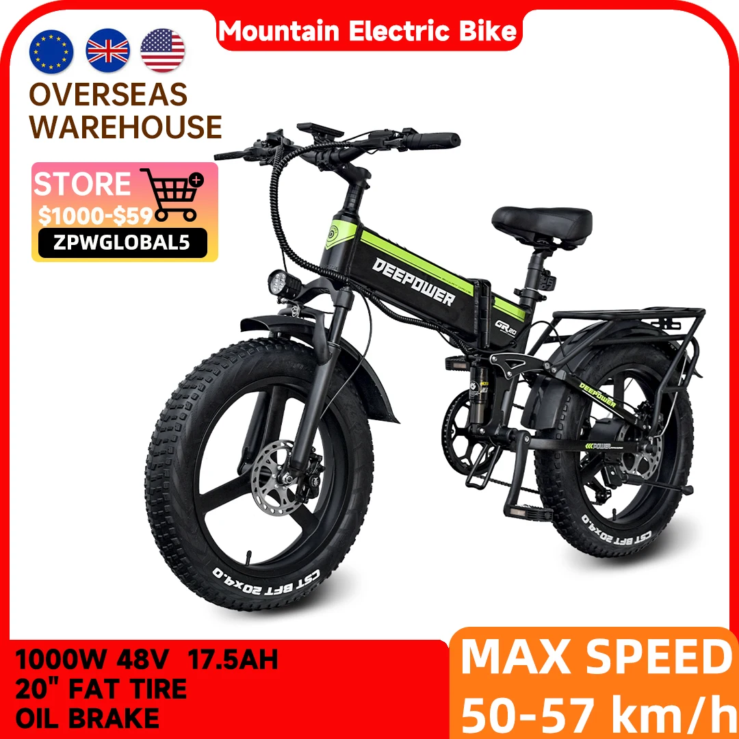 

Складной электрический велосипед 1000 Вт Ач, электрический мотоцикл, горный велосипед для взрослых, 20-дюймовый Снежный Электронный велосипед...