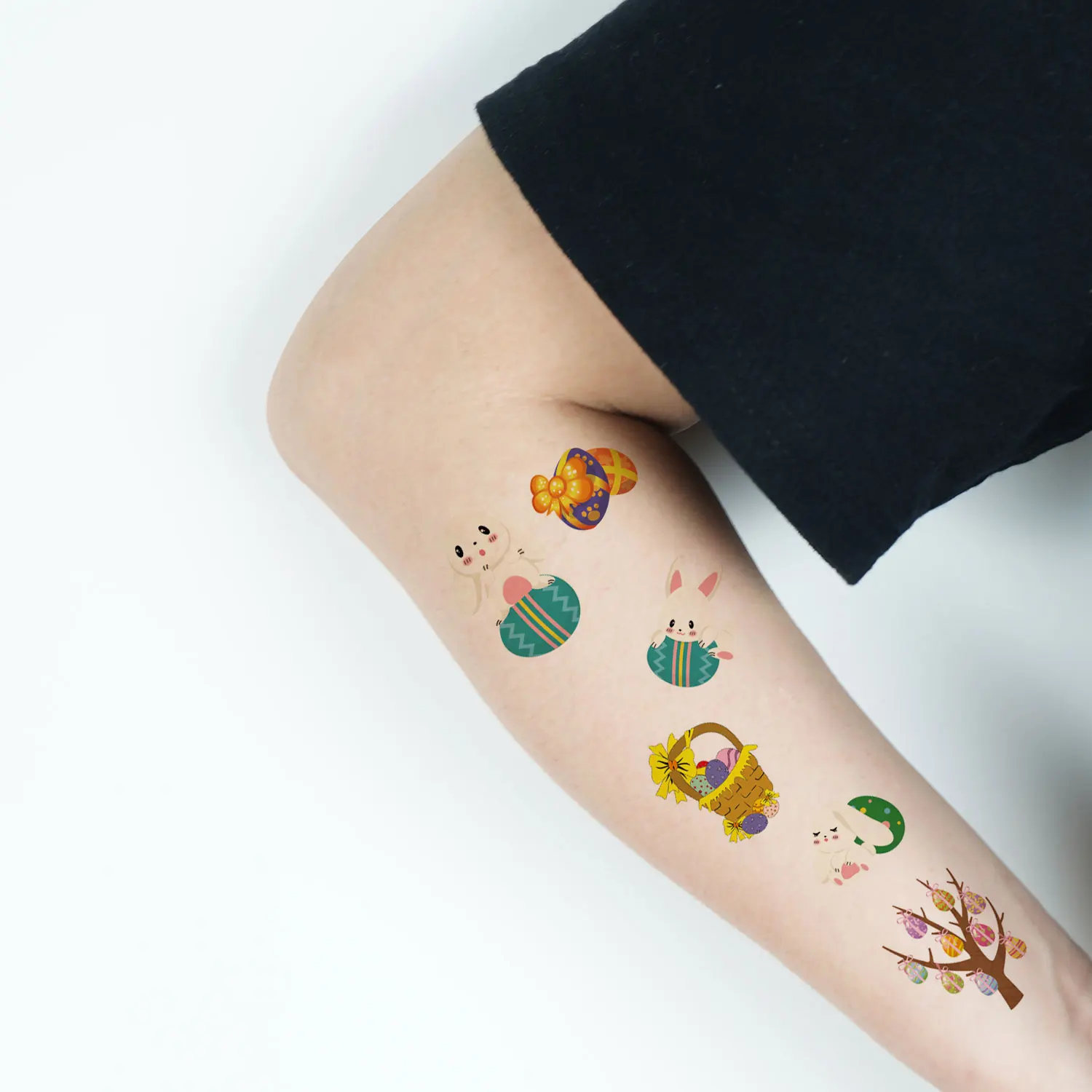 10 шт./набор водостойкие тату-наклейки с рисунком кролика и красочных яиц