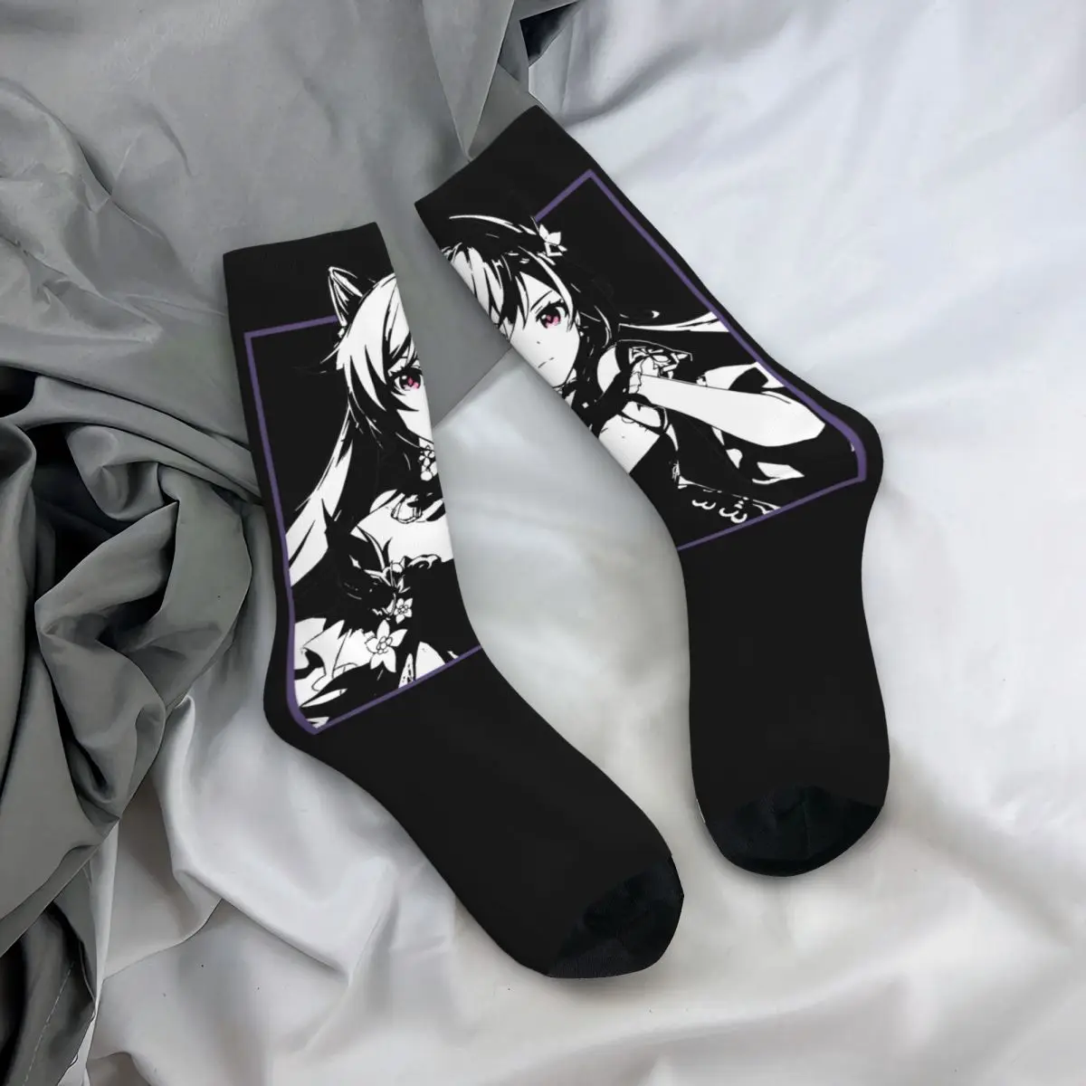 Модные мужские носки повседневные Genshin Impact Носки Keqing из полиэстера женские