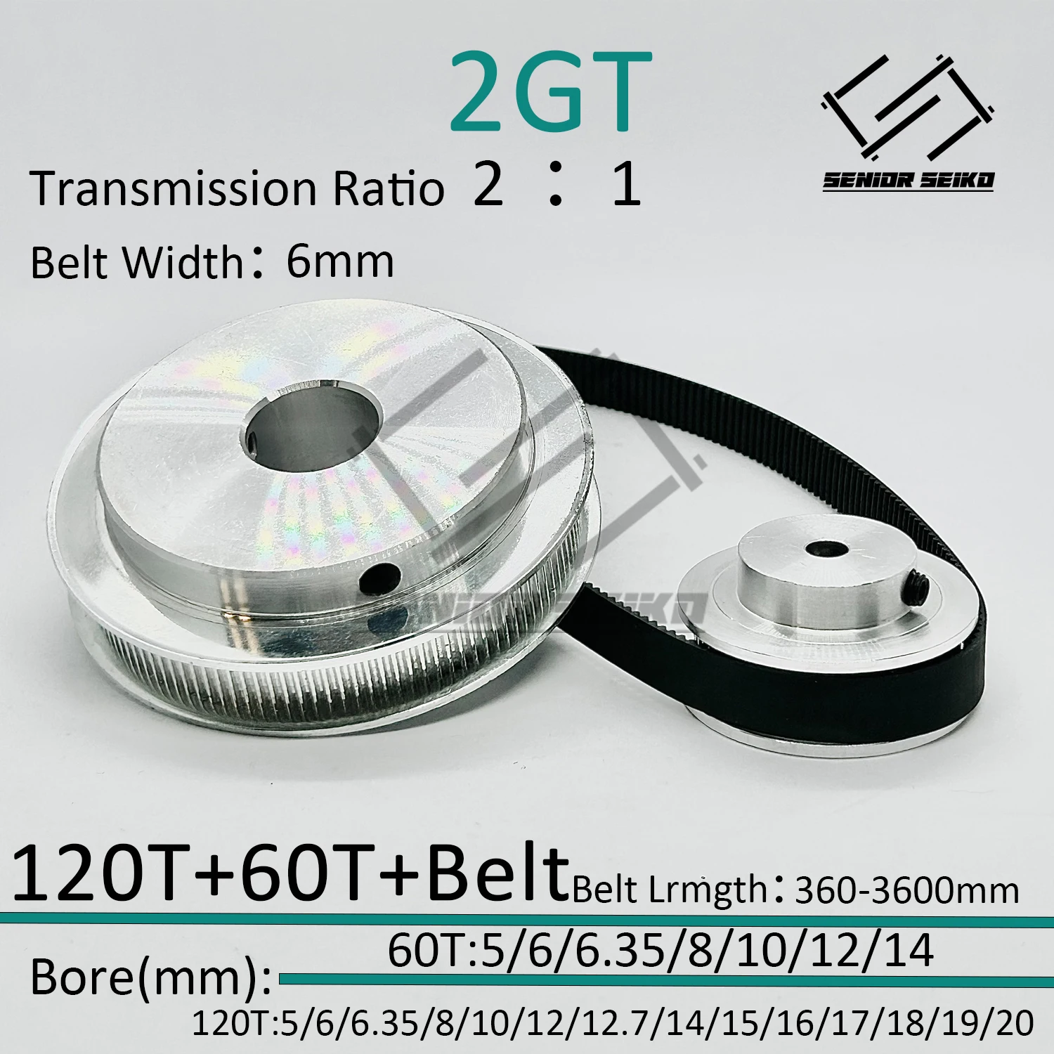 Комплект зубчатых ремней 2GT GT2 60 зубьев 120T 120 60T комплект ширина 6 мм отверстие 5 ~ 20