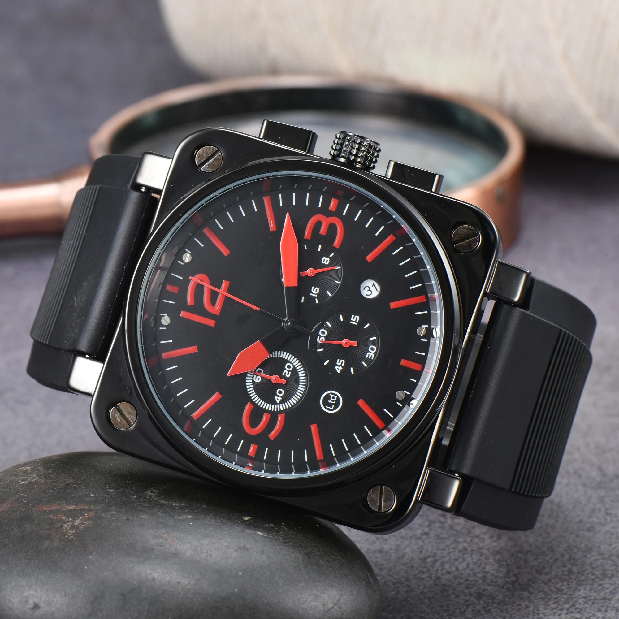 

Original AAA Watch Men's BR Mechanical Sports Watch Alloy Ultra Thin Waterproof Dial ROSS Series High Quality World Time