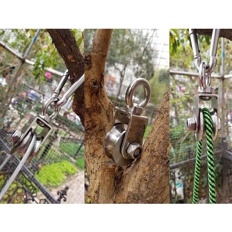 

U Type Swivel Pulley 304 Stainless Steel Duplex Bearing Silent Detachable 360 Degree Rotation Heavy Duty Traction Wheel