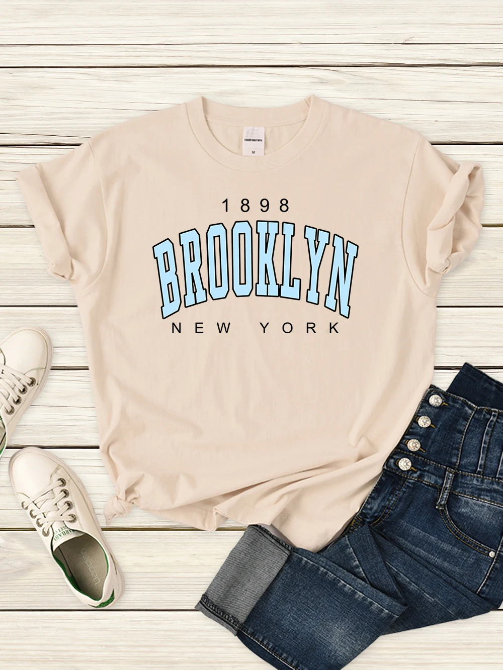 

1898 Brooklyn New York Women T-Shirt Vintage Daily Chic T Shirt Harajuku Brand Short Sleeve Summer Streetwear T Shirts Female
