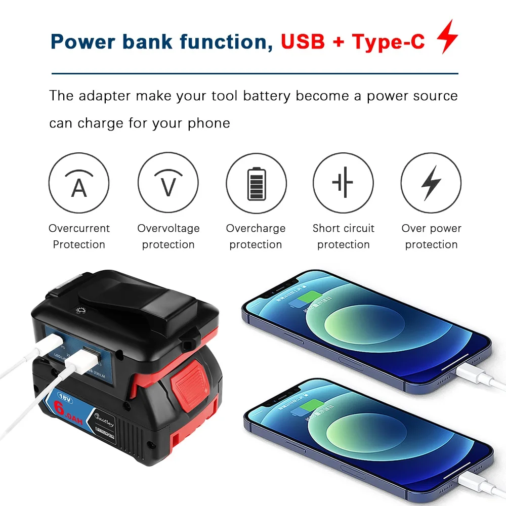 Фото Адаптер для вспышки для аккумулятора BOSCH 18 в с аналогичной лампой USB Type-C выход комплект внешнего аккумулятора удлинитель внешние аксессуары №5