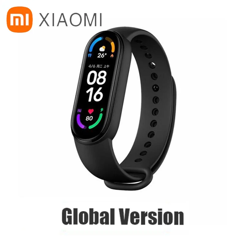 

Оригинальный спортивный браслет Xiaomi mi band 6, трекер сердечного ритма, bluetooth, экран amoled 1,56 дюйма, 5 цветов