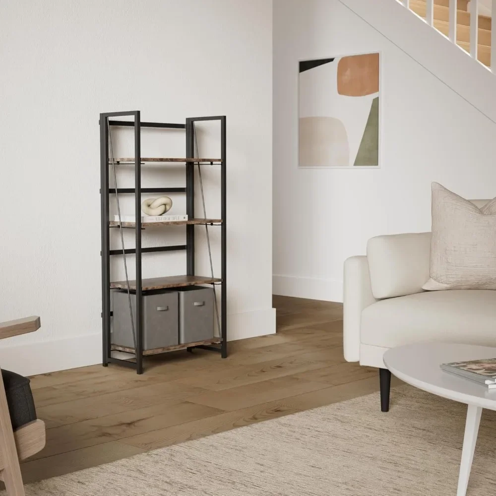 Складная книжная полка в сборе полки для хранения 4 яруса винтажный книжный шкаф