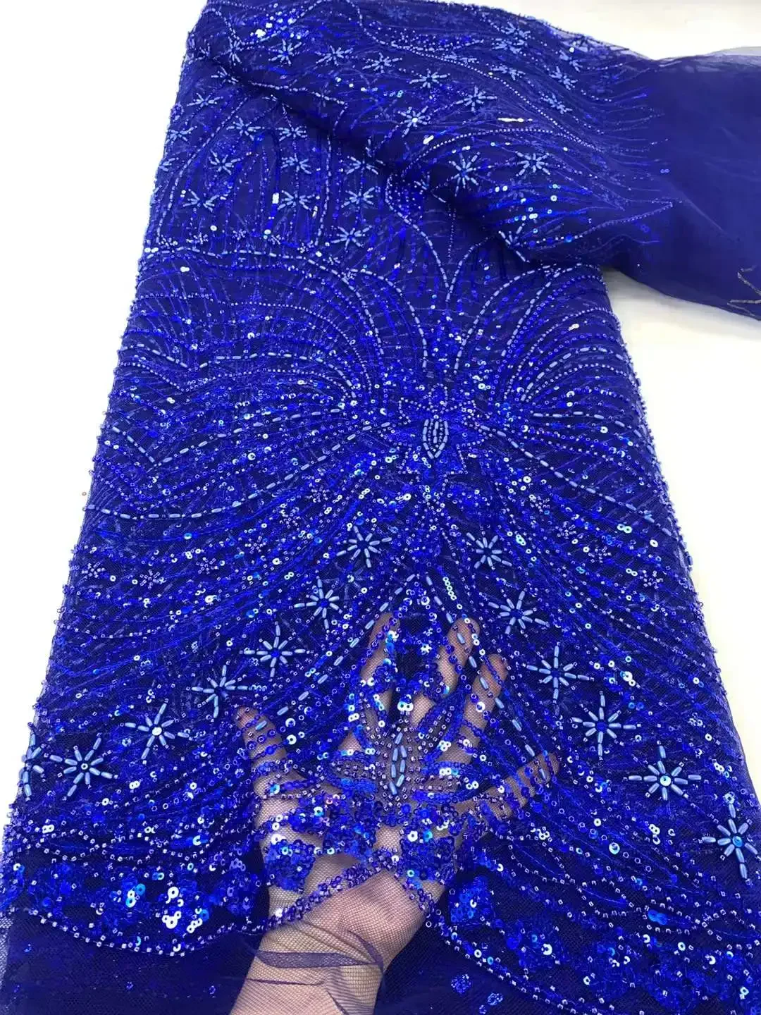 Бусины и блестки французская Тюлевая кружевная ткань свадебные кружева ткани