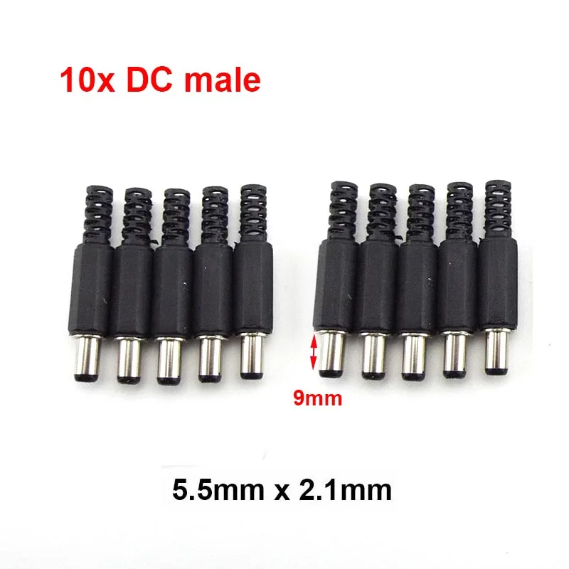 

5 шт. 10 шт. DC Женский DC Мужской адаптер клеммы 5,5 мм 2,1 мм DIY провода кабель адаптер Джек Электрический для соединителей разъем питания