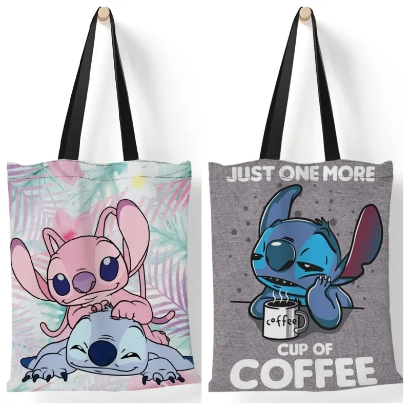 Холщовые Сумки Disney Stitch аниме Лило и Стич Kawaii большая емкость переносная сумка для