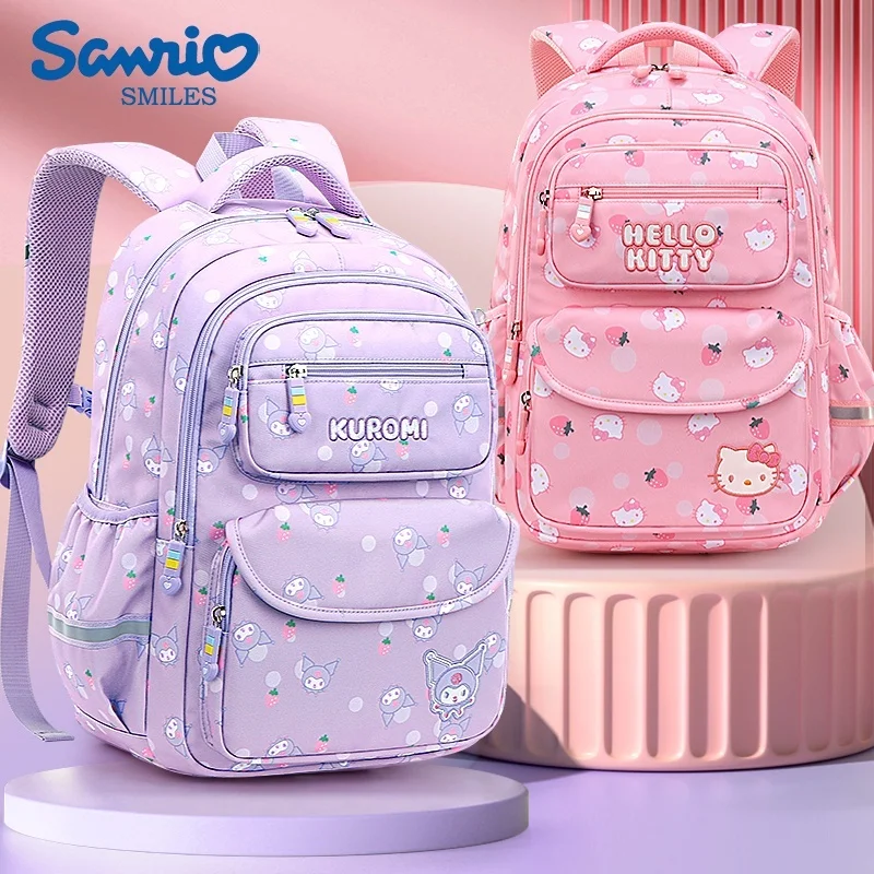 

Школьный портфель Sanrio с рисунком Hello Kitty для девочек, Детская сумка для начальной школы для девочек от 1 до 6 классов, Детская сумка для снятия нагрузки с позвоночника