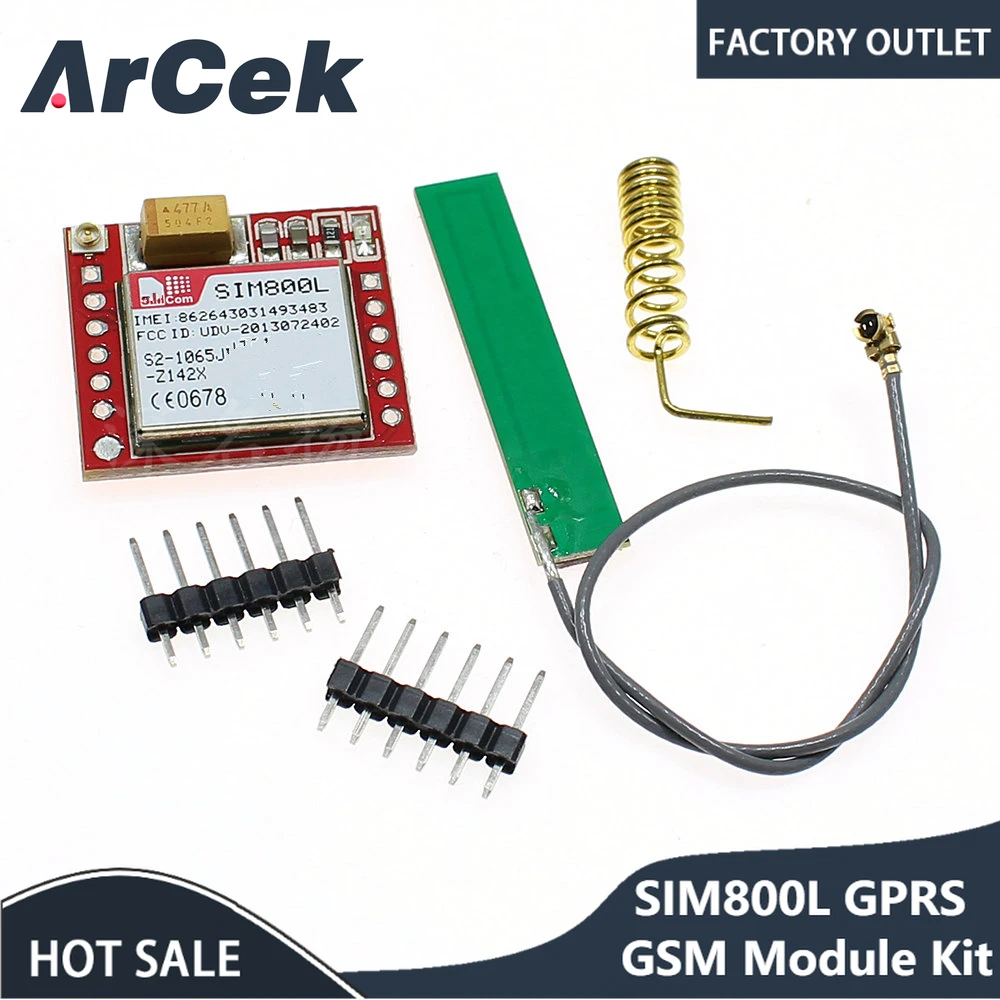 

Smallest SIM800L GPRS GSM Module Kit MicroSIM Card Core Board Quad-band TTL Serial Port with the Antenna DIY