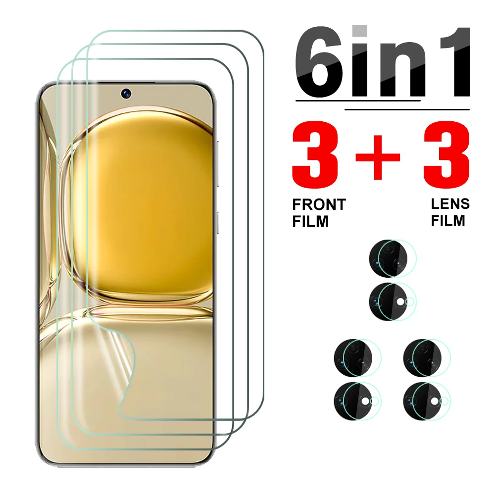 

6in1 Camera Screen Protector For Huawei P50 Pro P40 Lite E P30 P20 P40pro Plus P50pro P30pro P20pro Soft Hydrogel Film Not Glass