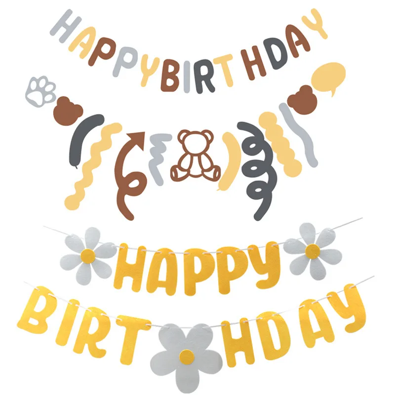 

Ins Style Non-Woven Rolled Garland Banner Daisy Bunting Banner Children's Birthday Party Baby Shower Decoration