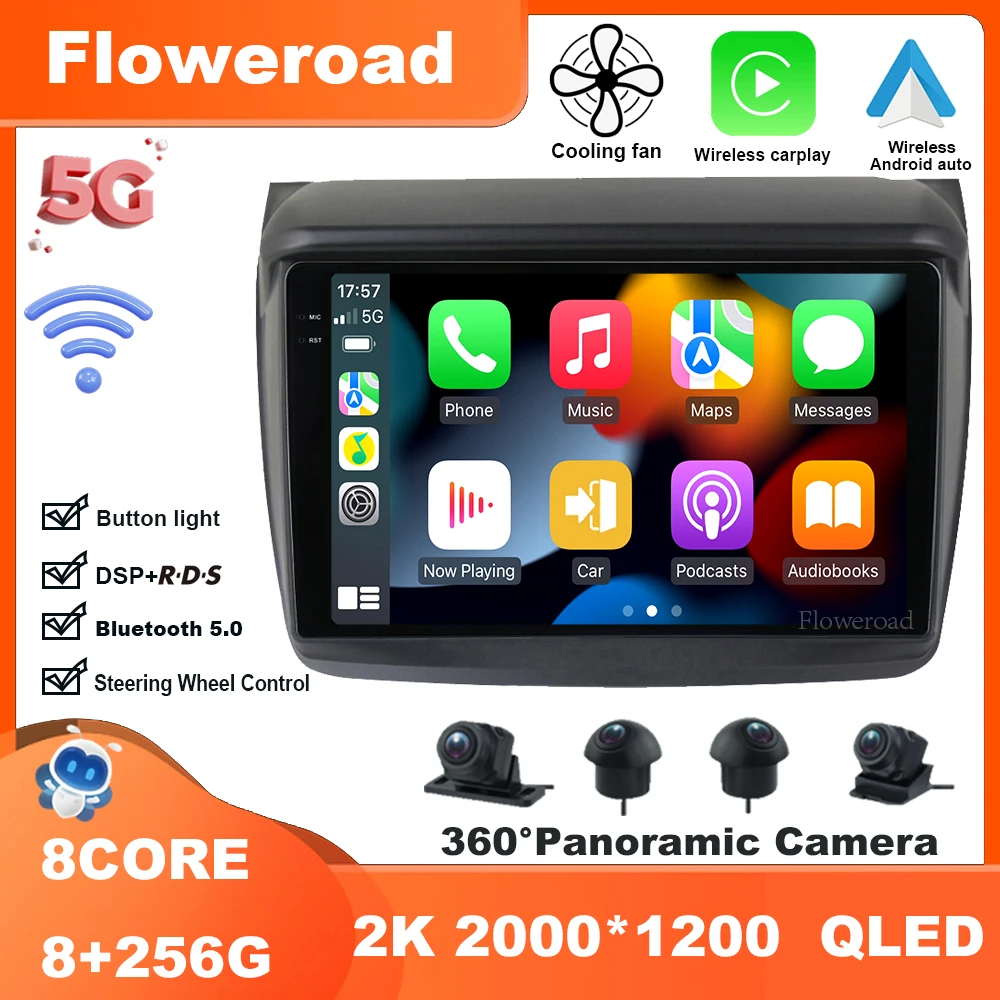 

9 Inch Android 13 For Mitsubishi Pajero Sport 2 2008-2016 Car Radio Video Player Navigation stereo GPS Carplay Auto BT5.0 5GWiFi