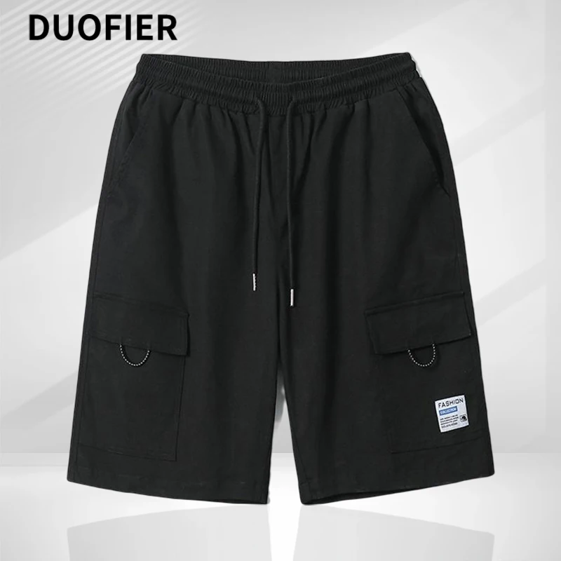

2023 Mens Casual Jogger Shorts Multi-Pocket Korean Beach Shorts Summer New Fashion Loose Knee Length Breathable Solid Gym Shorts