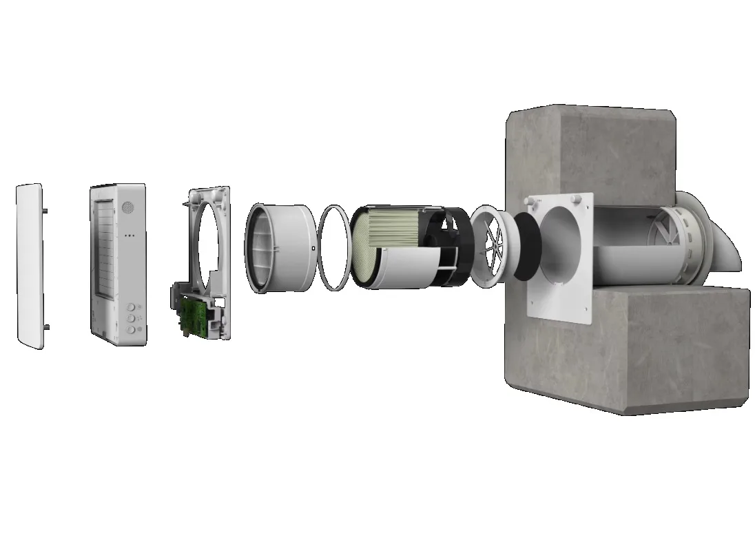 Erv энергосберегающий тепловосстанавливающий вентиляционный блок настенный