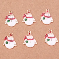 10pcs cute snowman charms alloy enamel christmas charms pendants for jewelry making women fashion earrings necklaces crafts gift